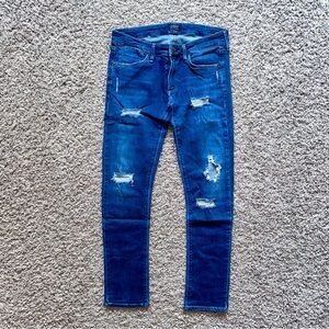 Agolde Blue Skinny Jeans with Distressed Details Size 30 Denim